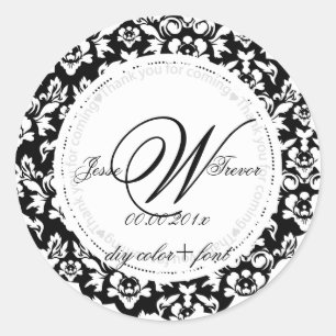PixDezines diy color/doilie style monogram Classic Round Sticker
