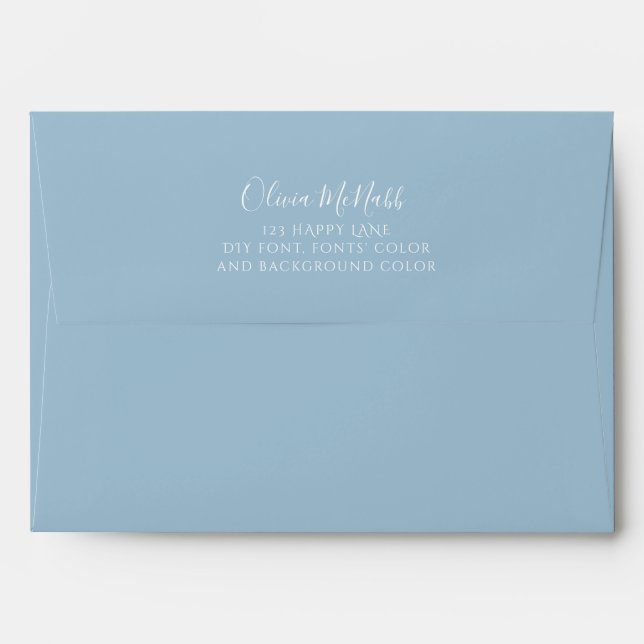 PixDezines DIY Color Dusty Blue Pre-Addressed Envelope (Back (Top Flap))