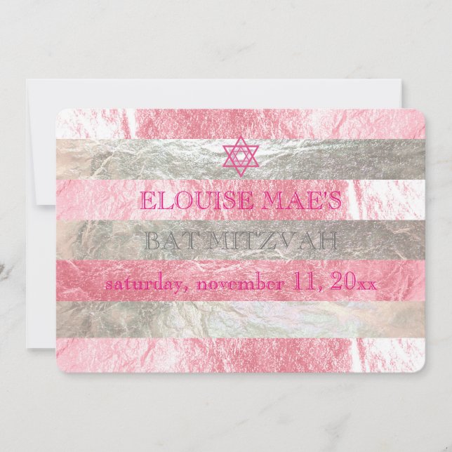 PixDezines DIY color/faux foil stripes bat mitzvah Invitation (Front)