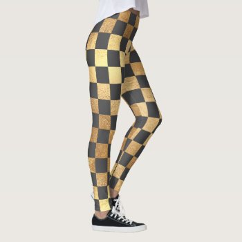 Pixdezines Diy Color/faux Gold/checkered Pattern Leggings by PixDezines at Zazzle