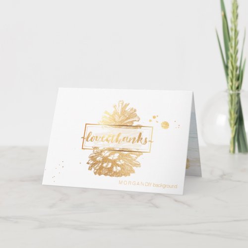 PixDezines DIY colorfaux gold pineconesthank you Thank You Card