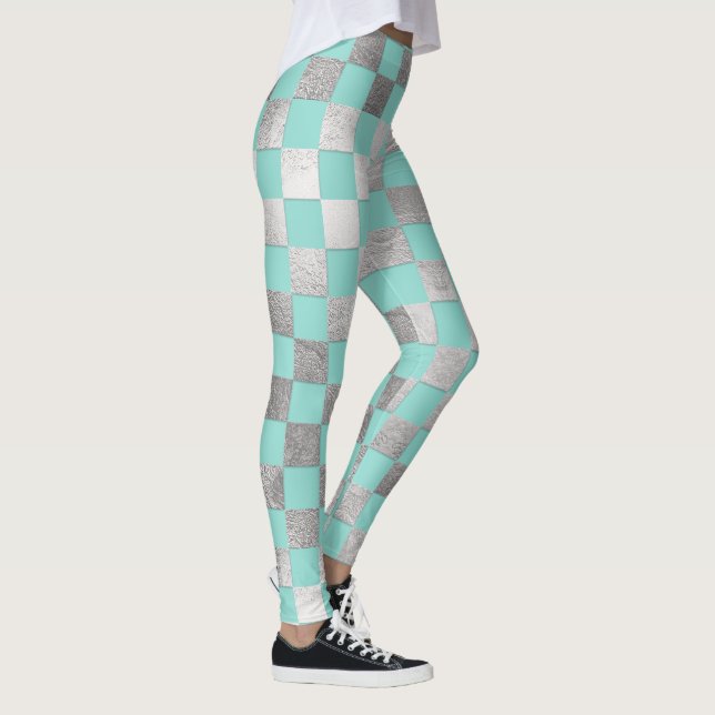 PixDezines DIY Color/Faux Silver/Checkered Pattern Leggings (Right)