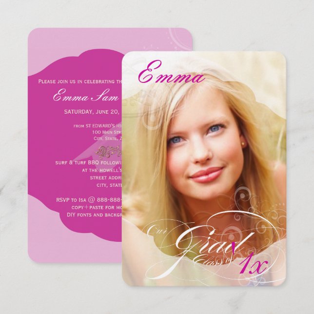 PixDezines DIY color/Graduation/Photo Frame Invitation (Front/Back)