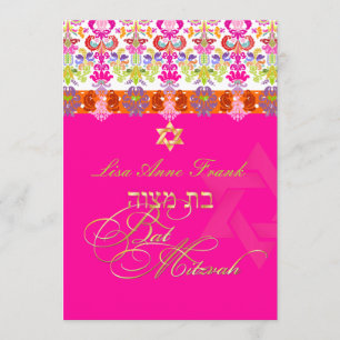 PixDezines diy color, isabella damask, Bat Mitzvah Invitation