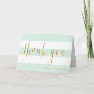 PixDezines DIY color/mint+white+stripes thank you Card