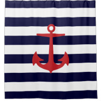 PixDezines DIY color Nautical Stripes/Red Anchor