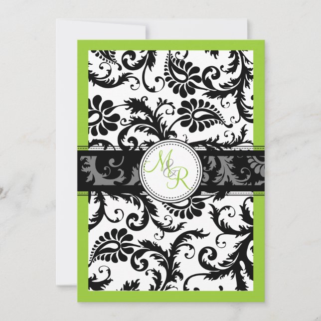 PixDezines diy color/pavo damask Invitation (Front)