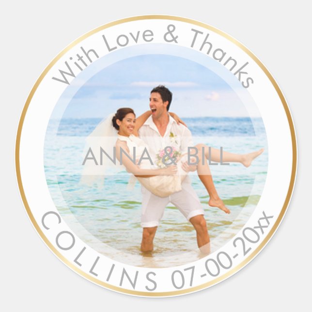PixDezines DIY Color/Photo/Thank You Classic Round Sticker (Front)