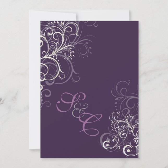 PixDezines diy color/Plum+ pearl swirls 5x7 Invitation (Front)