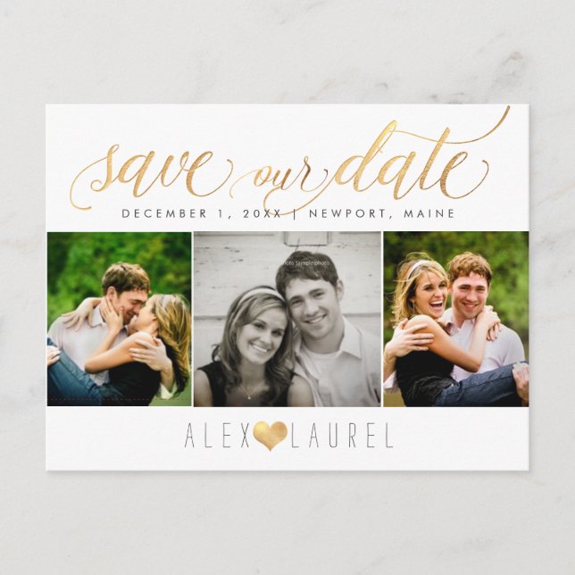 PixDezines DIY color/Save our Date/Faux Gold Postcard (Front)