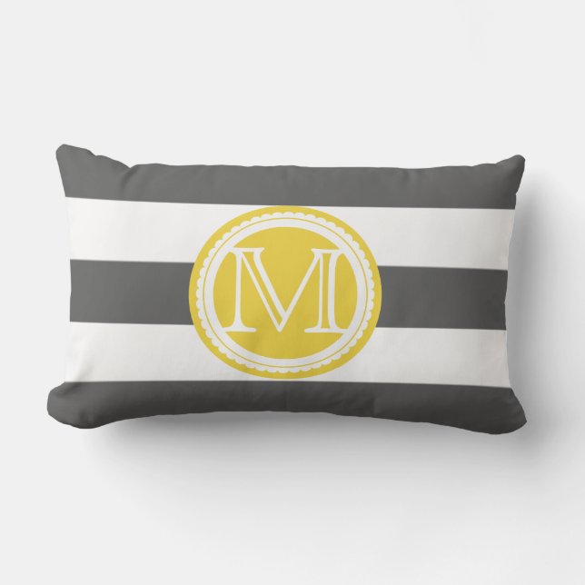 PixDezines DIY color stripes/monogram Lumbar Pillow (Front)