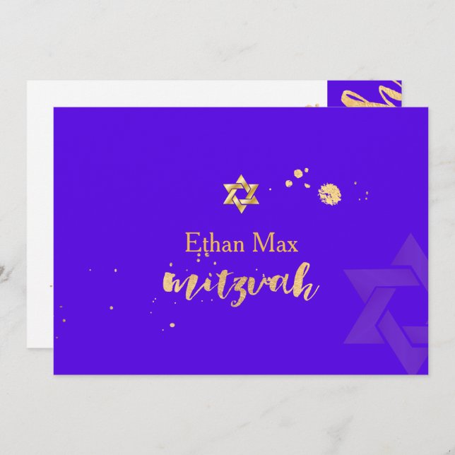 PixDezines DIY color/Stylish Script/Bar Mitzvah Invitation (Front/Back)