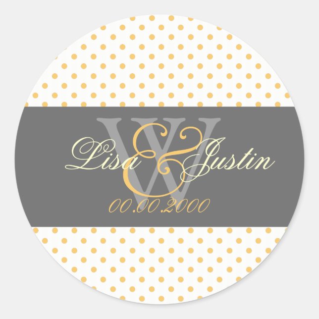 PIxDezines DIY color..Yellow polkadots Classic Round Sticker (Front)
