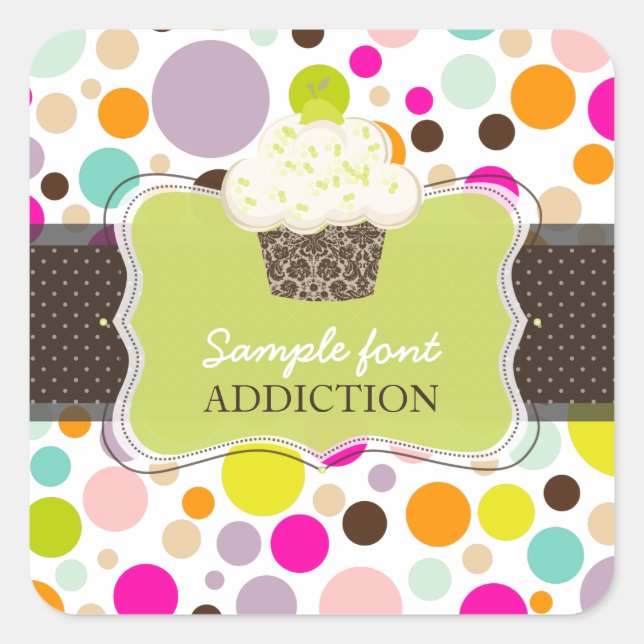 PixDezines diy colors/bubble gum+keylime cupcake Square Sticker (Front)