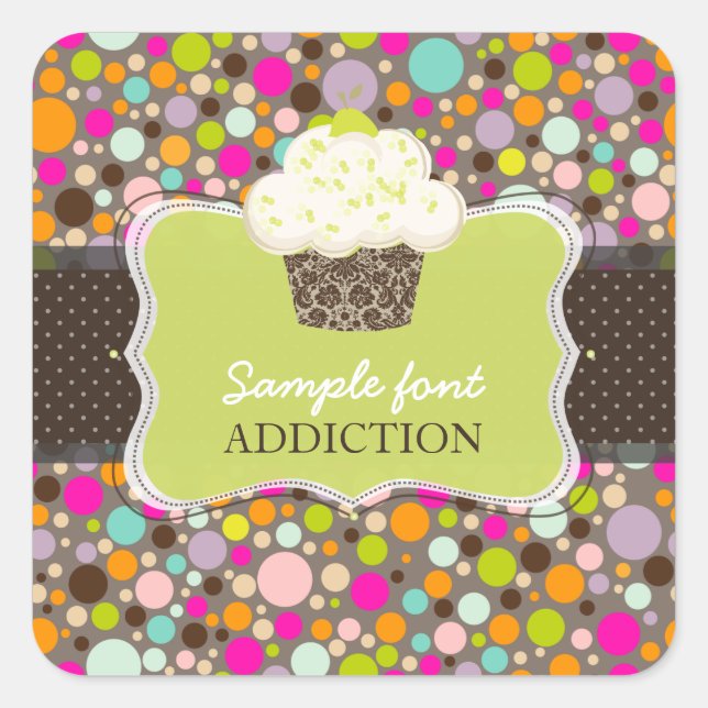 PixDezines diy colors/bubble gum+keylime cupcake Square Sticker (Front)