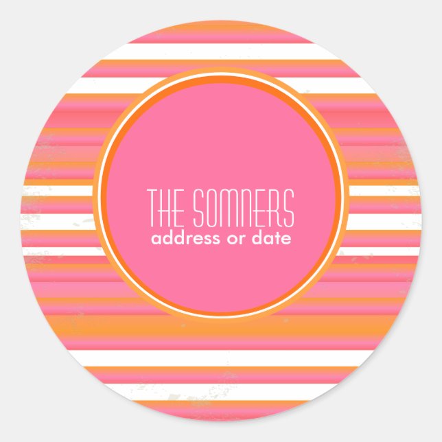 PixDezines DIY colors, candy stripes, Classic Round Sticker (Front)