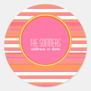 PixDezines DIY colors, candy stripes, Classic Round Sticker