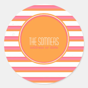 PixDezines DIY colors, candy stripes, Classic Round Sticker