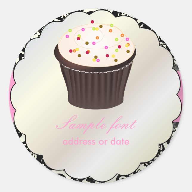 PixDezines diy colors, cupcake+olivia damask Classic Round Sticker (Front)