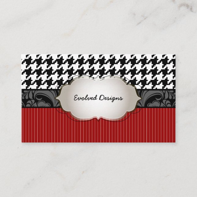 PixDezines DIY colors/houndstooth pattern Business Card (Front)