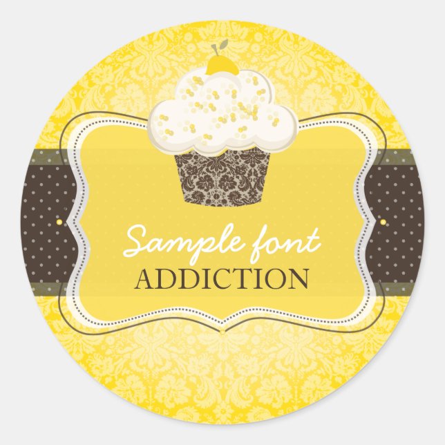 PixDezines diy colors, lemon zest cupcake Classic Round Sticker (Front)
