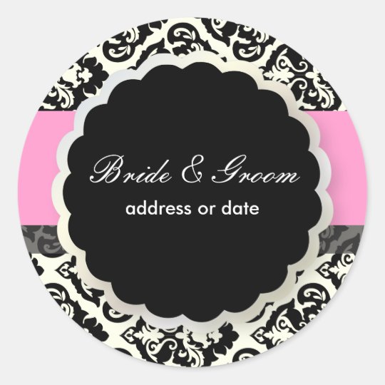 PixDezines diy colors, olivia damask Classic Round Sticker