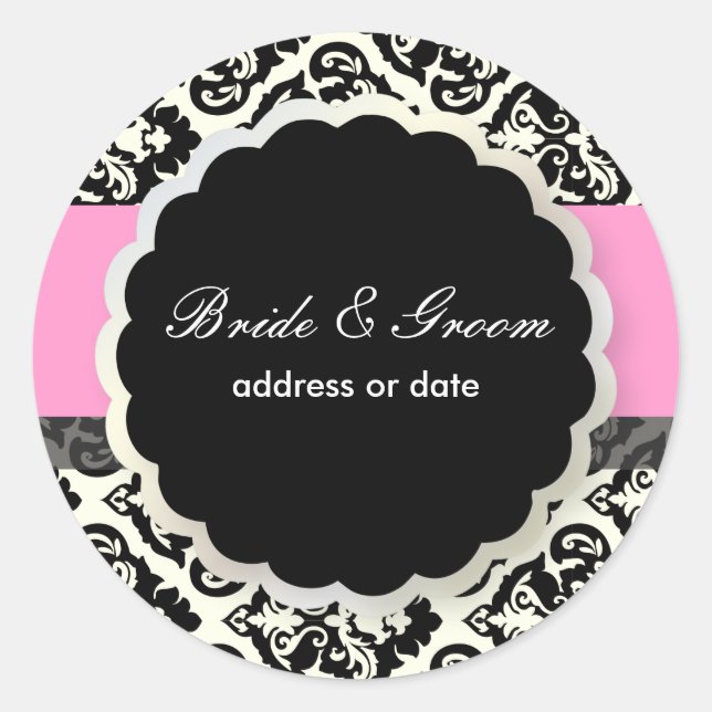 PixDezines diy colors, olivia damask Classic Round Sticker (Front)