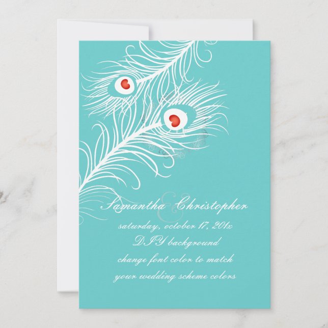 PixDezines diy colors, peacock plumes Invitation (Front)
