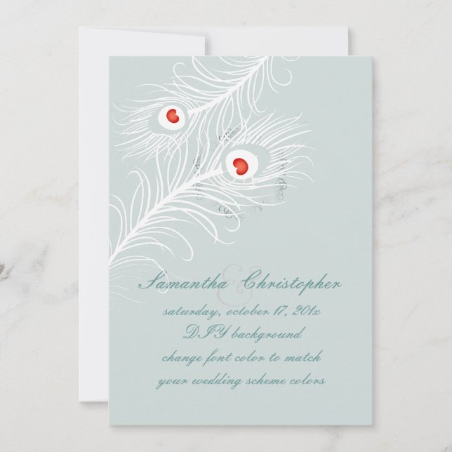 PixDezines diy colors, peacock plumes Invitation (Front)