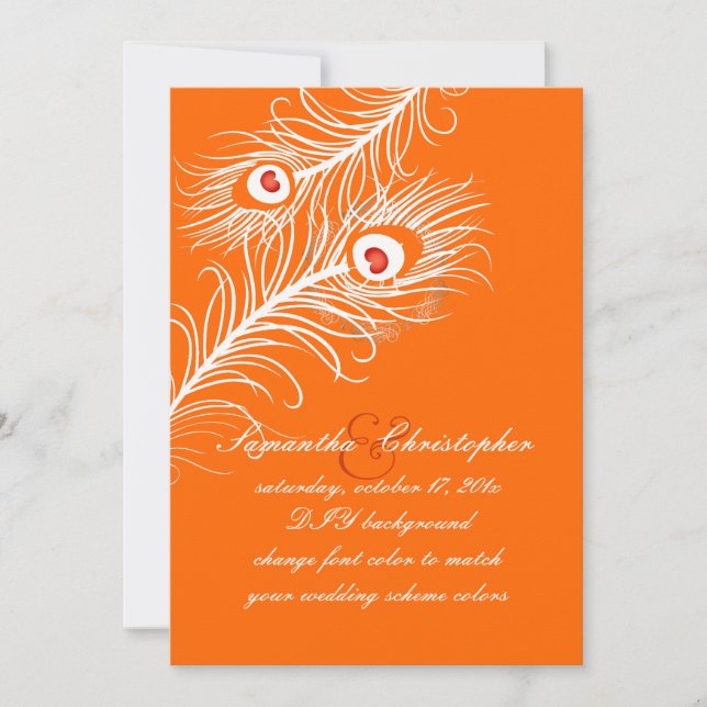 PixDezines diy colors, peacock plumes on marigold Invitation (Front)