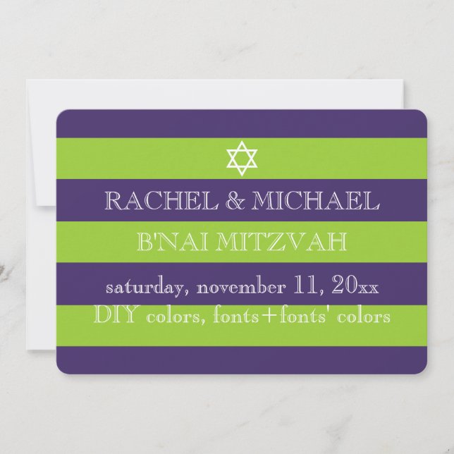 PixDezines DIY colors/stripes bnai mitzvah Invitation (Front)