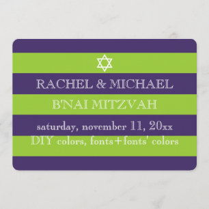 PixDezines DIY colors/stripes bnai mitzvah Invitation