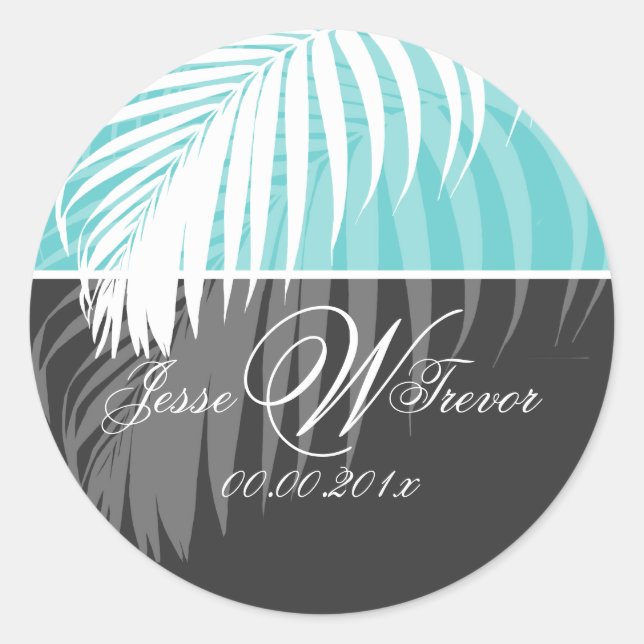 PixDezines DIY colors/White Palm Fronds Classic Round Sticker (Front)