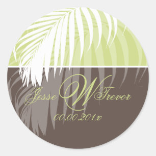 PixDezines DIY colors/White Palm Fronds Classic Round Sticker