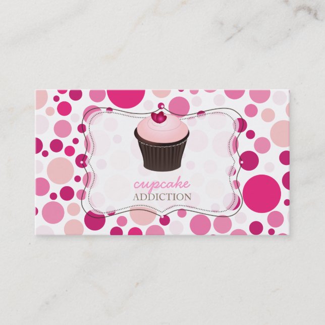 PixDezines diy cupcake+polka dots Business Card (Front)