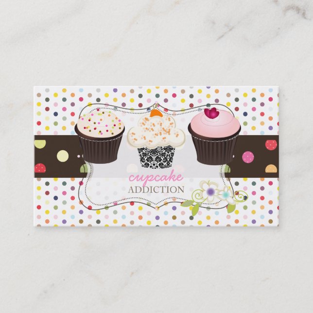 PixDezines diy cupcake+polka dots Business Card (Front)