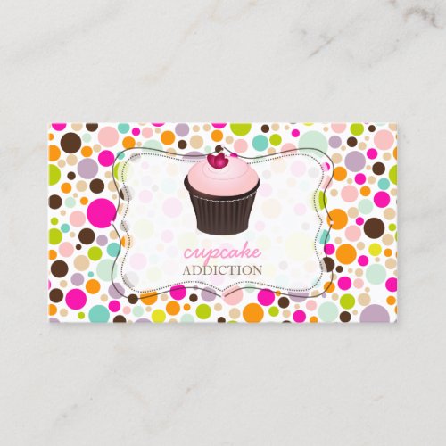 PixDezines diy cupcakerainbow polka dots Business Card