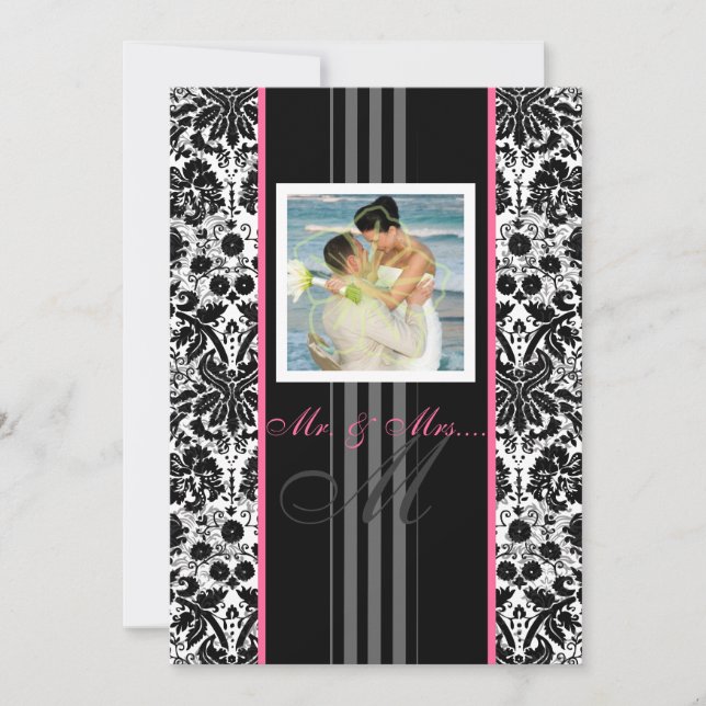 PixDezines diy event+cololor. monogram damask Invitation (Front)