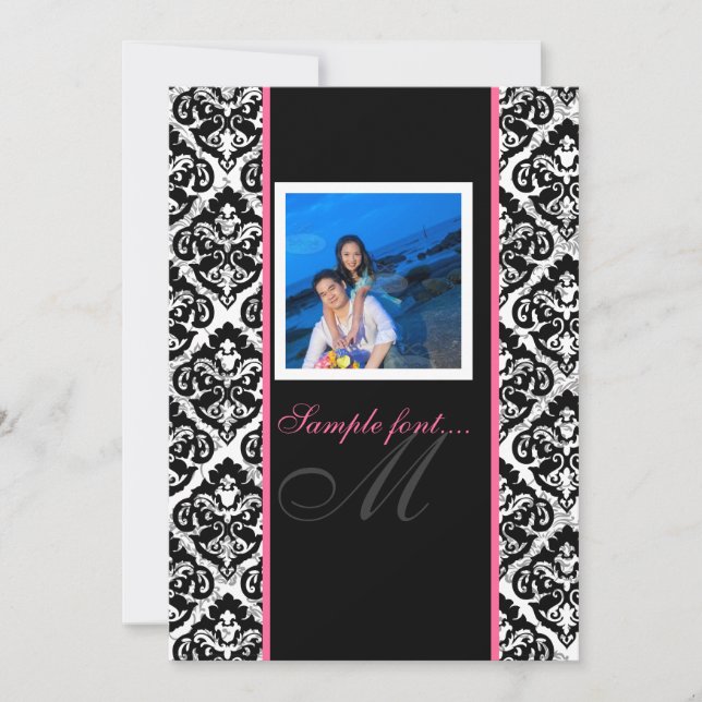 PixDezines diy event.. monogram olivia damask Invitation (Front)