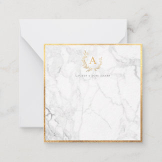 PixDezines DIY faux gold monogram marble note card