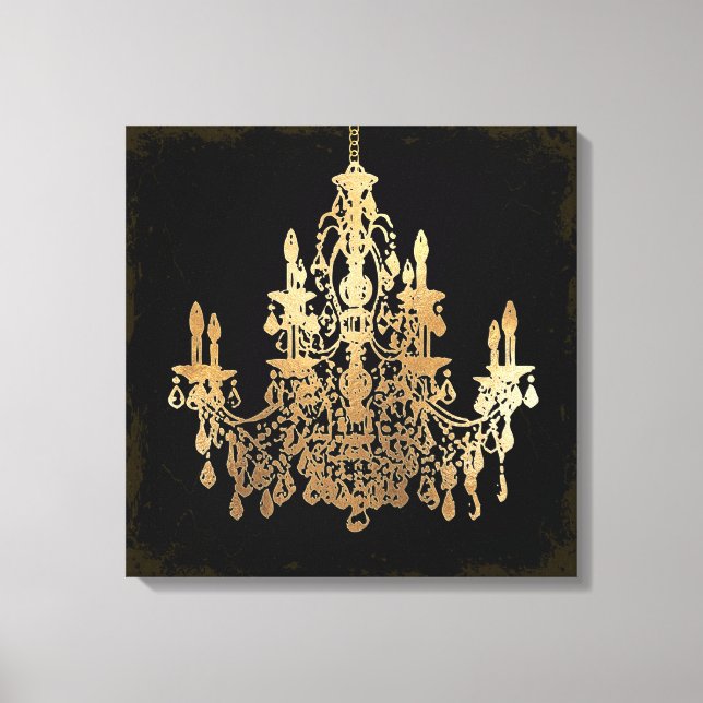 PixDezines DIY Grunge Bckgrnd/Faux Gold Chandelier Canvas Print (Front)