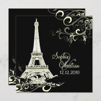 Pixdezines Diy La Tour Eiffel Swirls/luxe Paper Invitation by custom_stationery at Zazzle