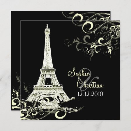 Pixdezines Diy La Tour Eiffel Swirls/luxe Paper Invitation