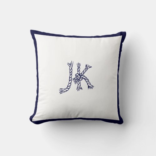 PixDezines DIY MONOGRAMCOLOR NAUTICAL ROPE Throw Pillow