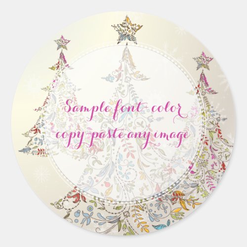 PixDezines DIY retro christmas trees Classic Round Sticker