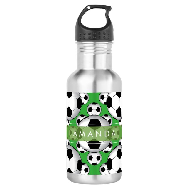 PixDezines DIY soccer balls Stainless Steel Water Bottle (Front)