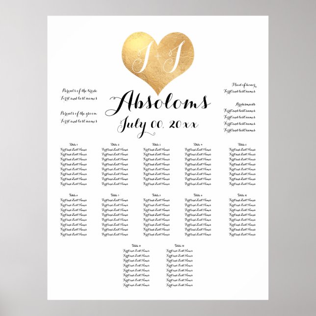 PixDezines DIYColor+Font/Faux Gold Heart/Seating Poster (Front)