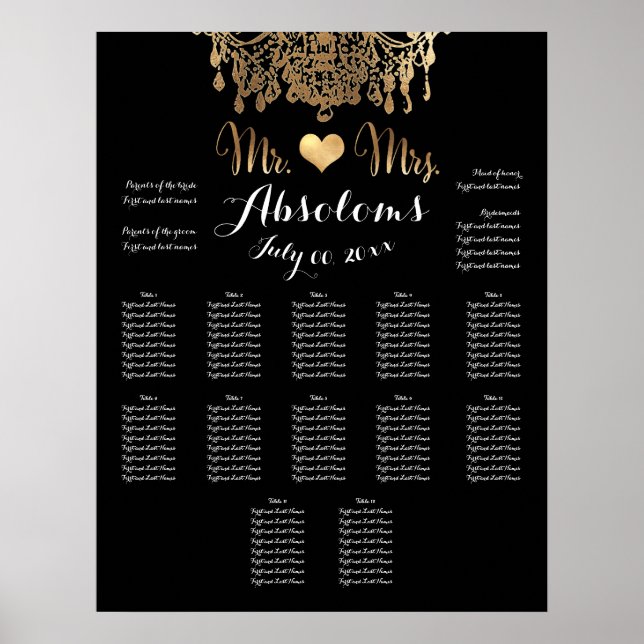PixDezines DIYColor/Gold Chandelier/Heart/Seating Poster (Front)