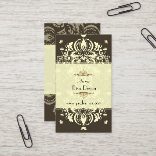 Customizable Business Card Floral Damask Dark Chocolate