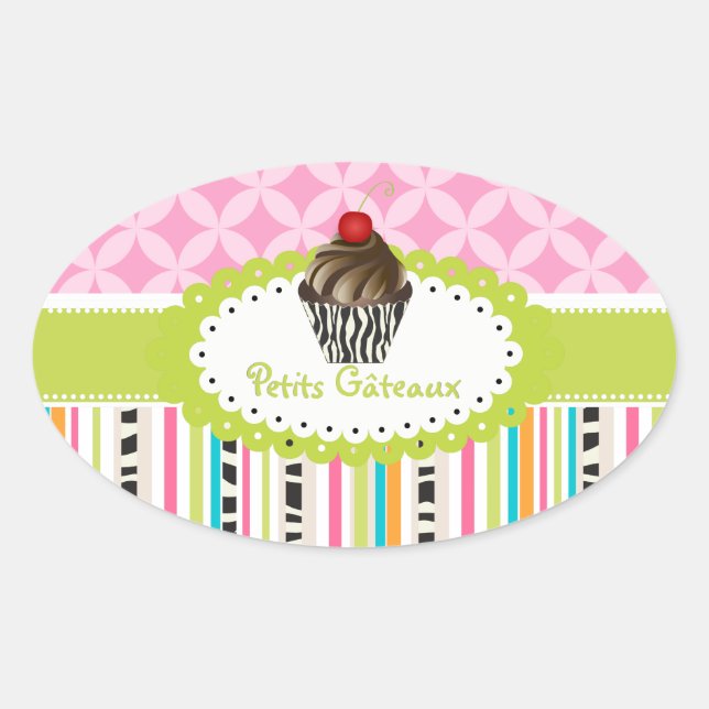 PixDezines double fudge  swirls cupcake/DIY color Oval Sticker (Front)